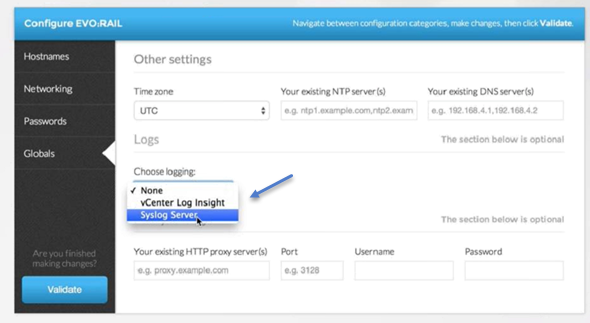 Syslog or Log Insight Integration with EVO:RAIL