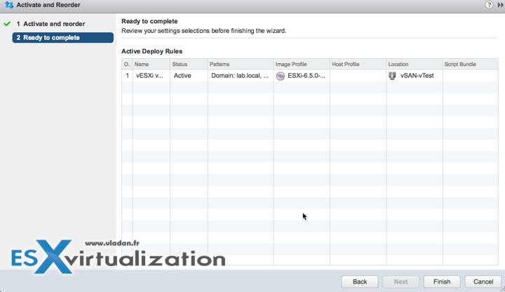 Activate and reorder AutoDeploy rules in vSphere 6.5
