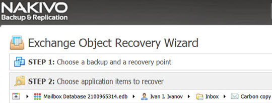 Nakivo Exchange Object Recovery Wizard