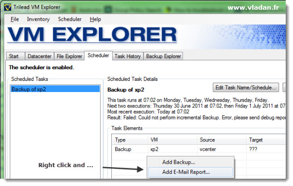 Configure E-mail Reports from within the Gui