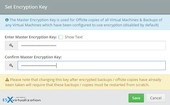 Altaro Offsite Backups needs you to setup an Encryption Key