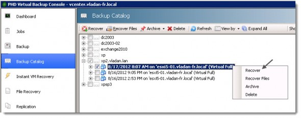 PHD Virtual Backup 6.0 - Instant VM Recovery