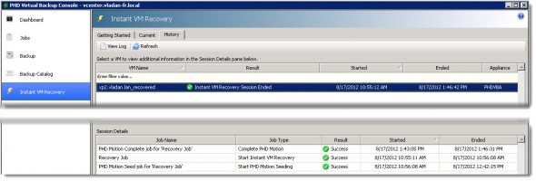 PHD Virtual Backup 6.0 - Instant VM recovery with PHD Motion