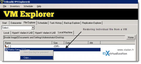 Trilead VM Explorer 4.0 - Restoring Possibilities - Single file restore or Full VM restore