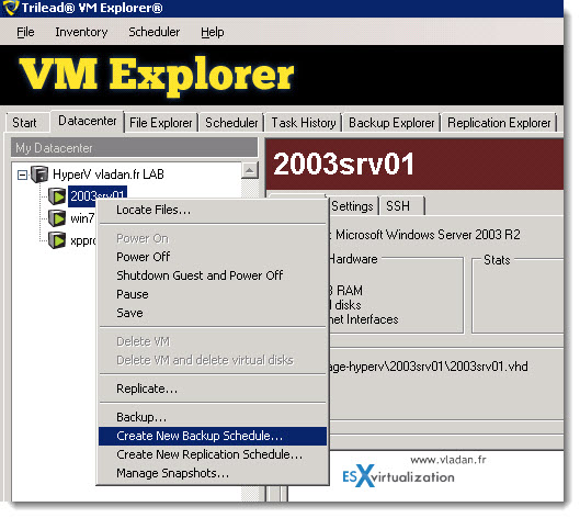 Trilead VM Explorer 4.0 - VMware vSphere and Microsoft Hyper-V backups - creating first backup job
