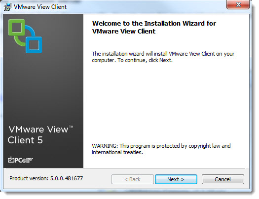 VMware View - Installation of VMware view client software on my laptop