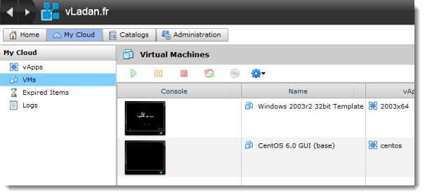 VMware vCloud Director User Interface at Stratogen - ESX Virtualization - vLadan.fr