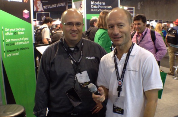 Veeam's Stand - Rick Vanover and Vladan SEGET (Anton is holding the camera)