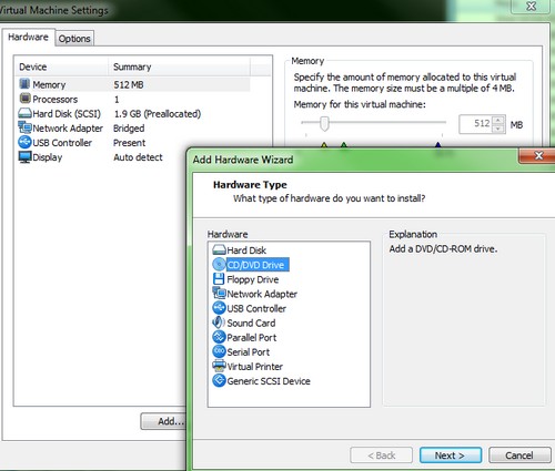 add devices in VMware Player