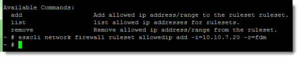 Adding Allowed IP Addresses to the ESXi Firewall