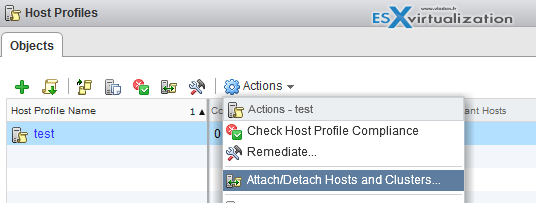 Attach Host Profile to Host/cluster