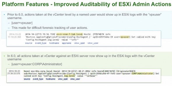 ESXi 6.0 Improved Auditability of ESXi Administrator Actions