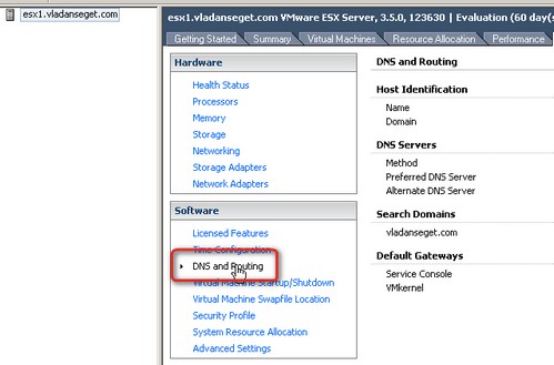 Change DNS and Routing ESX Server through VI GUI