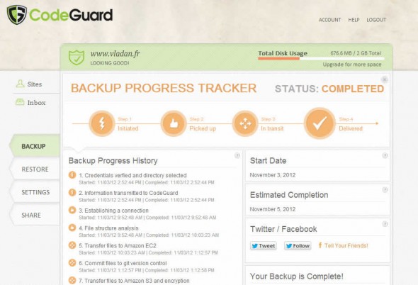 Codeguard - a Time Machine like backup service for Website or Blog