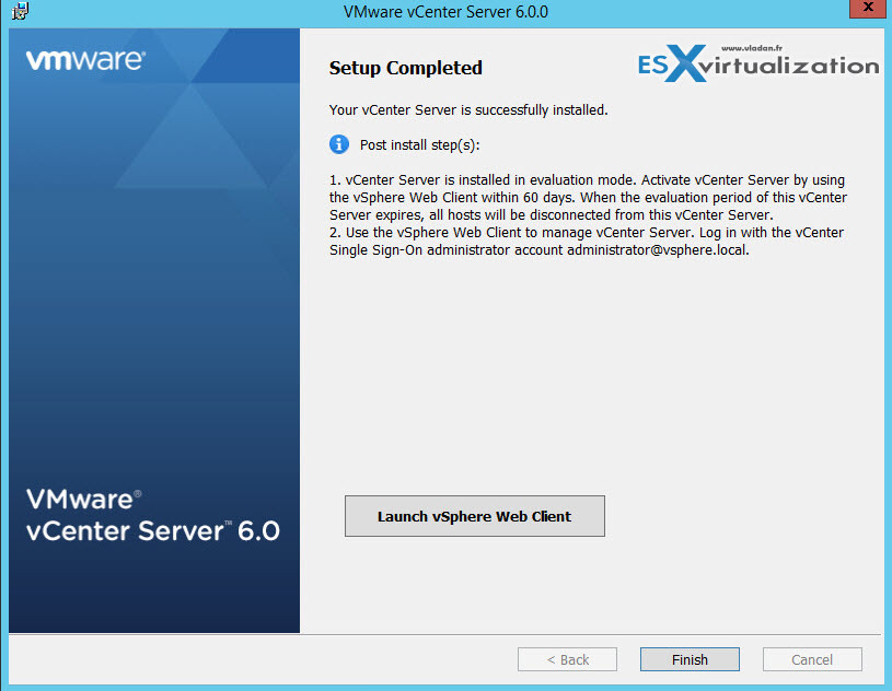 vSphere 6.0 vCenter Server 6 Windows 2012 R2 Install Guide (With External SQL Server DB)