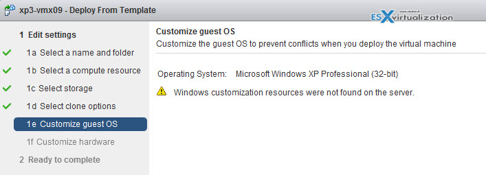 Windows customization resources were not found on the server