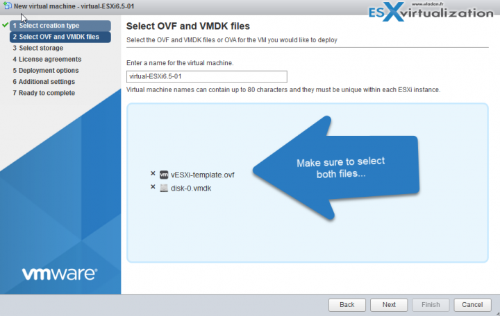 deploy a template for nested ESXi 6.5