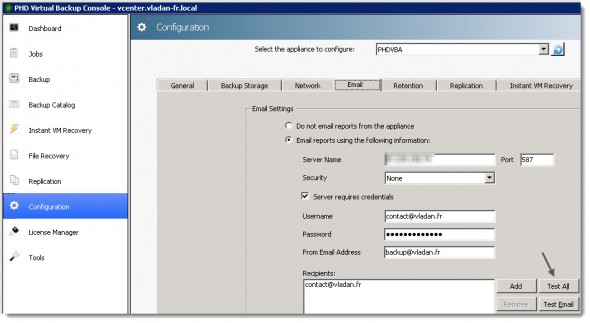 PHD Virtual Backup 6.0 - E-mail Reporting Capabilities