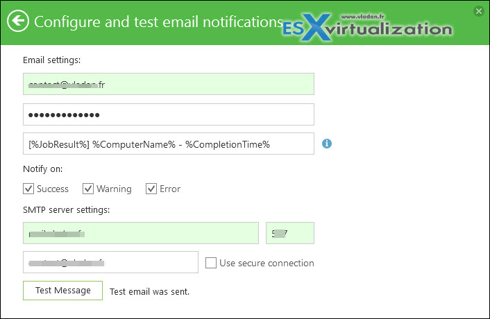 Veeam Endpoint Backup 1.5 Free - Email notification