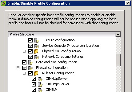 Enable or disable config - VMware vSphere Host profiles