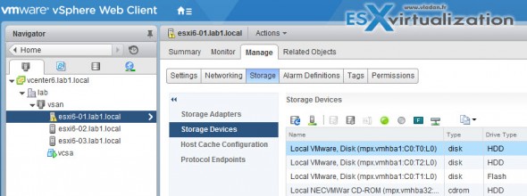 VMware VSAN - Now available in the UI: Tag or Untag hard disk as SSD or as HDD