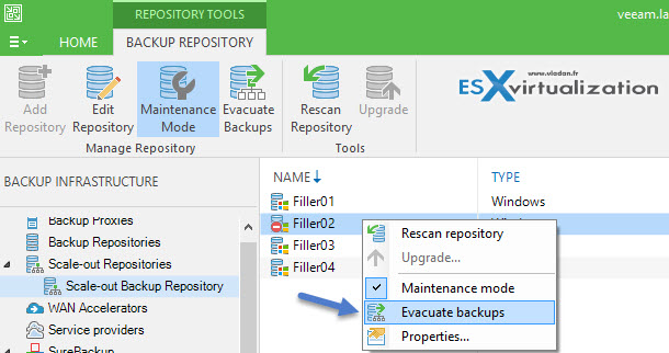 Veeam Scale-out backup repository - Maintenance Mode