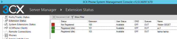 3cx Phone System - Registered Extension