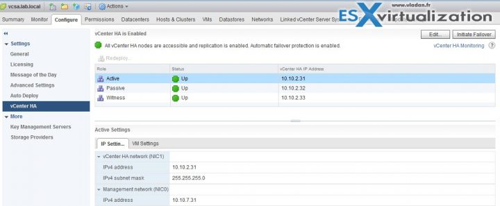 vCenter Server HA (VCSA 6.5) Active - Passive Advanced Config