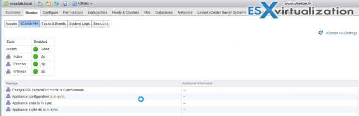 VMware vCenter server (VCSA 6.5) HA advanced configuration