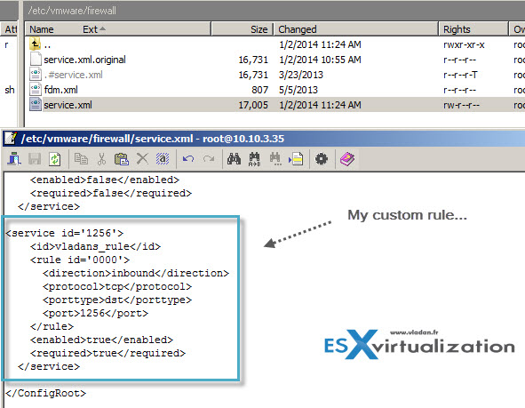 Add custom firewall rule ESXi 5.x