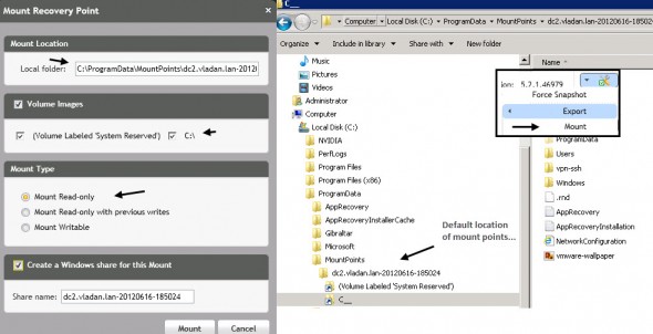 Dell Appassure 5 - the file level restore options
