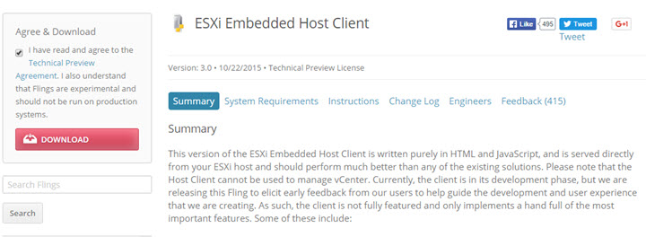 Download the ESXi host client