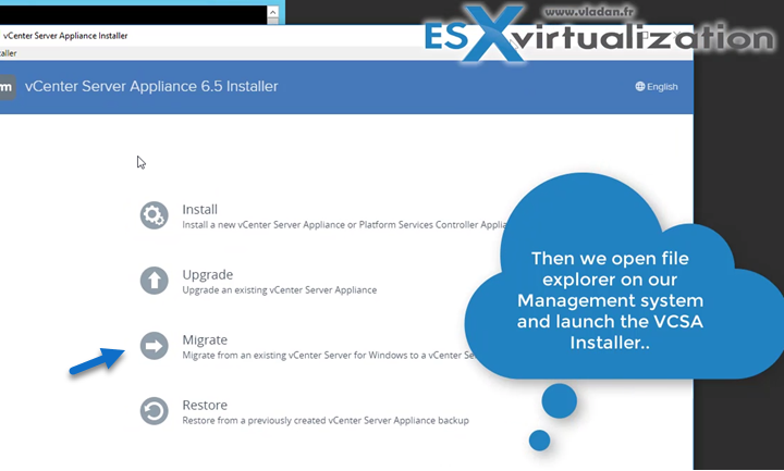 vCenter Server Migration Assistant - execute it on your Windows based vCenter