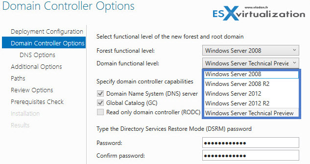 Windows Server 2016 - Domain and forest functional levels
