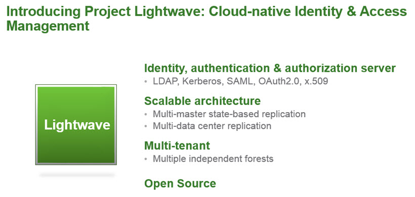 Project Lightwave - Identity authentication and authorisation for cloud applications