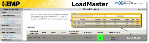 LoadMaster VLM - KEMP Technologies - disabling server in TS farm