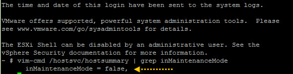 How to check if ESXi host is in maintenance mode via the cli