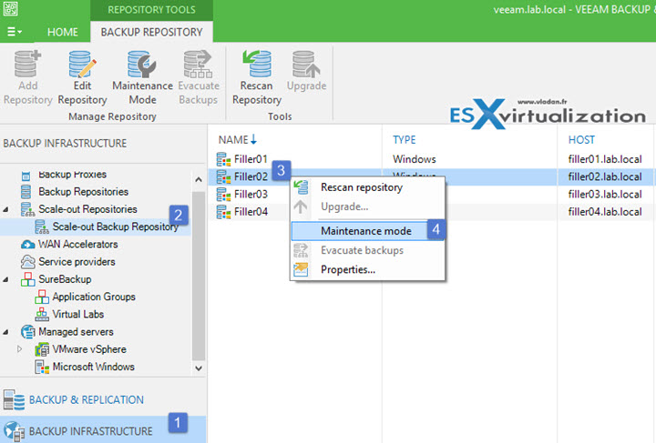 Veeam Scale-out backup repository - Maintenance Mode