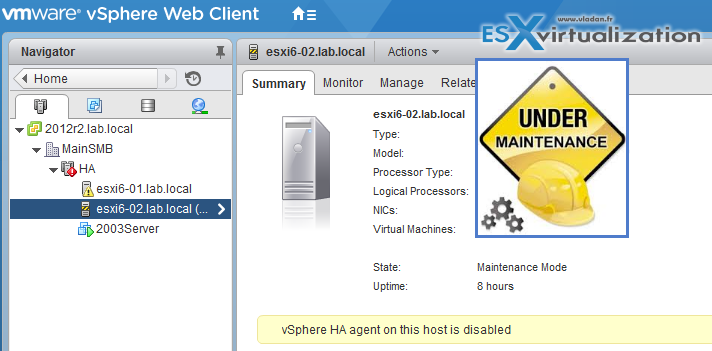 VMware ESXi commands - Maintenance mode