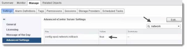 vSphere 5.1 Network Rollback and Recovery