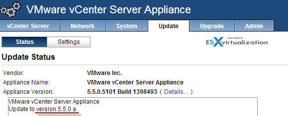 Update to the latest vCenter server appliance 5.5.0a