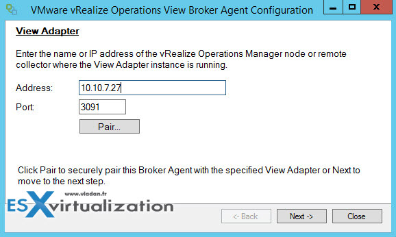 vRealize Operations View Broker Agent config Wirazrd