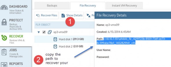Unitrends Virtual Backup - File Level Recovery