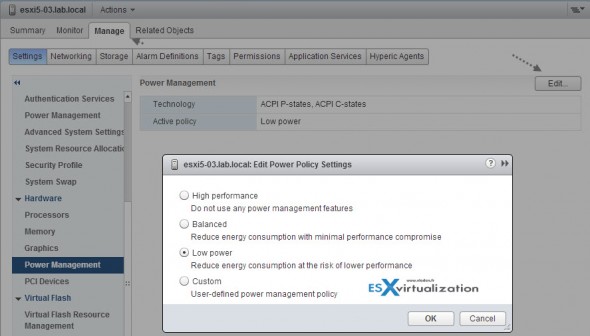 ESXi 5.5 Power Management