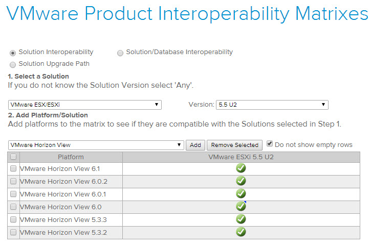VMware Product Interoperability Matrix