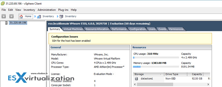 Ravello ports enabled through their firewall in order to access the nested ESXi VM over the Internet