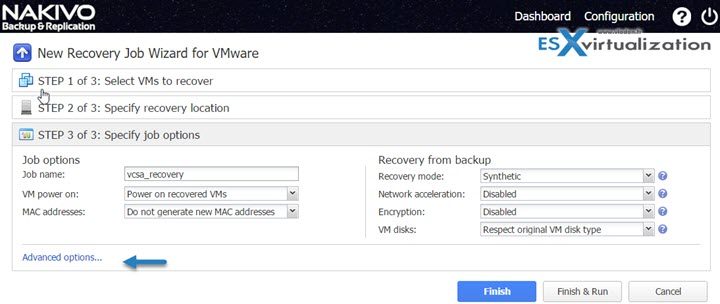 How to restore vCenter server VM with Nakivo