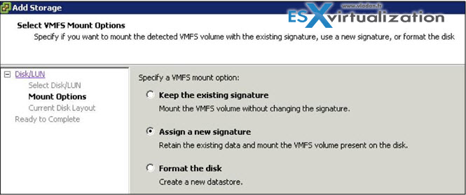 how to resignature VMFS