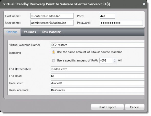 Appassure 5 - restore operations - full VM restore