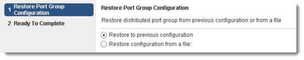 VMware vSphere 5.1 - restore port group configuration on vDS - the options